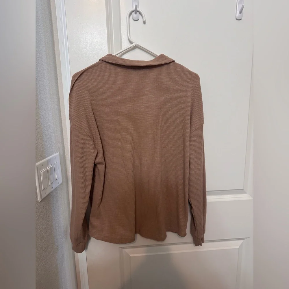 Miss Sparkling Brown Button-Up Women's Top - Picture 2 of 2